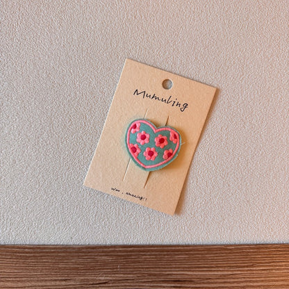 Children's Heart Hair Clips Cute Embroidered Hair Accessories