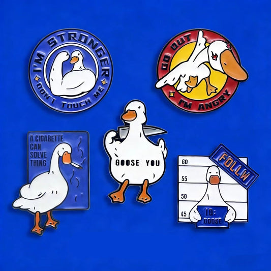 Cute Animal Metal Badge Brooches - Creative Goose Design