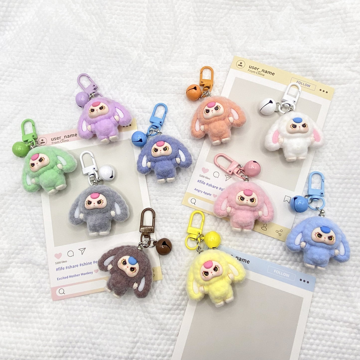 Cute Plush Bunny Keychain Bag Charm - DIY Accessory