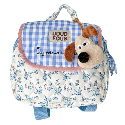Cute Dog Quilt Kids Backpack Stylish Casual Daypack