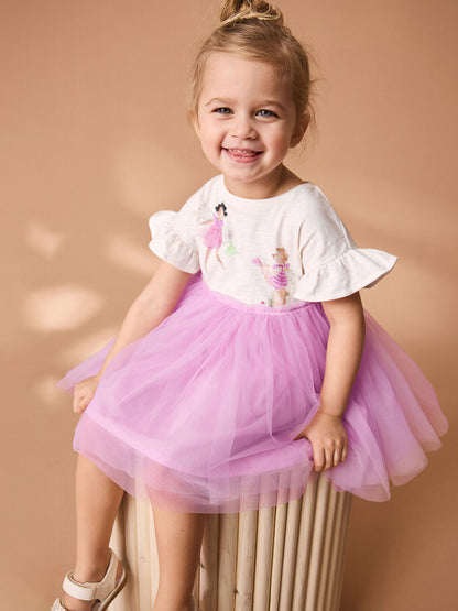 Cute Princess Dress for Girls Summer Short Sleeve Tulle Dress