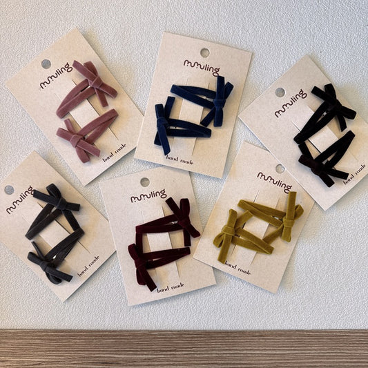Velvet Bow Hair Clips for Kids - Colorful Hair Accessories