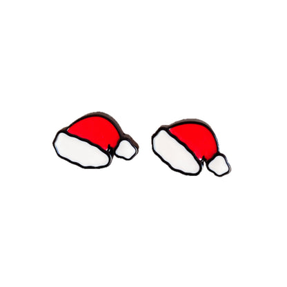 Cute Christmas Cartoon Character Earrings - Resin Drip Design