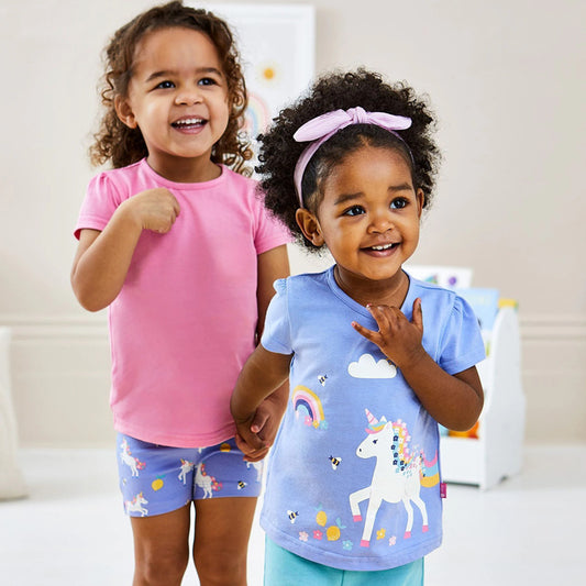 Children's Loose-Fit Cartoon T-Shirt for Girls