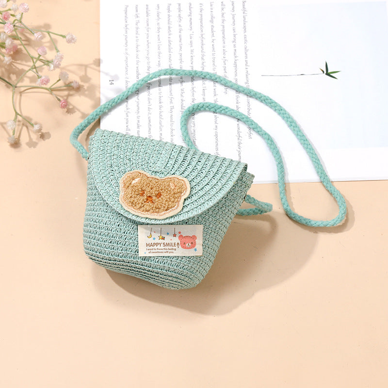 Cute Summer Children's Crossbody Woven Bag with Animal Patterns