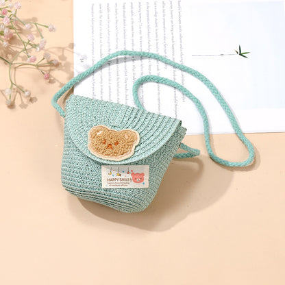 Cute Summer Children's Crossbody Woven Bag with Animal Patterns