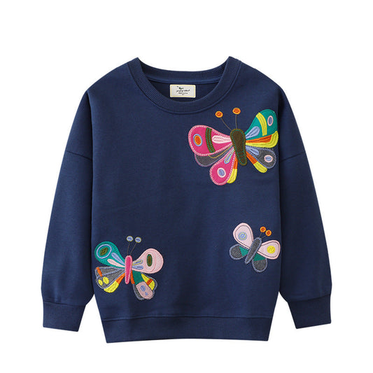 Cartoon Embroidered Sweatshirt for Girls