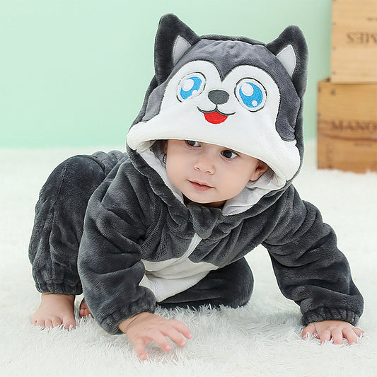 Animal Hooded Fleece Onesie for Baby - Cute Cartoon Designs
