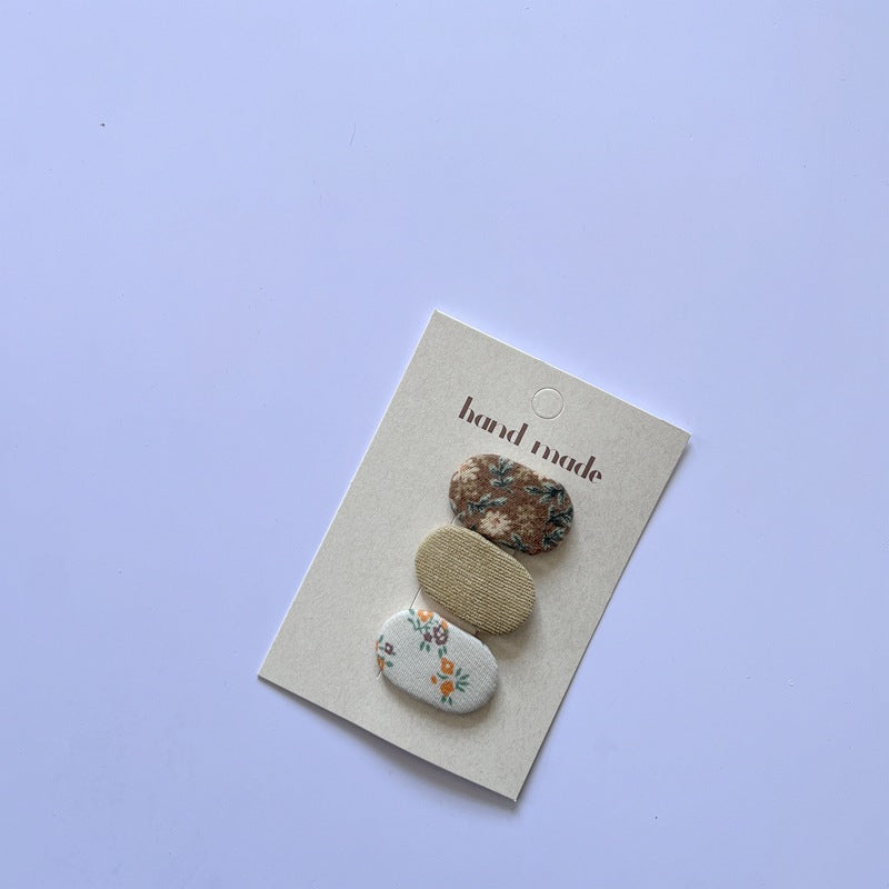 Floral Pattern Fabric Hair Clips Set for Kids