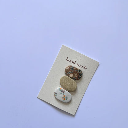 Floral Pattern Fabric Hair Clips Set for Kids