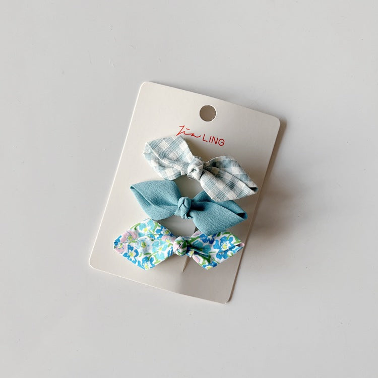 Children's Fabric Hair Clips Floral Bow Set