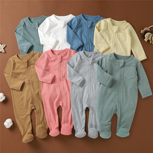 Newborn Organic Cotton Baby Bodysuit Casual Long Sleeve Footed Romper