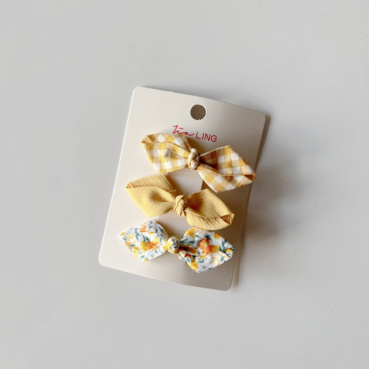 Children's Fabric Hair Clips Floral Bow Set
