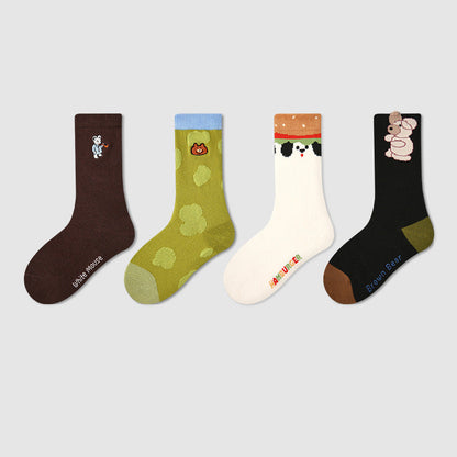 Kids Socks Puppy Cartoon Breathable Cotton Mid Calf