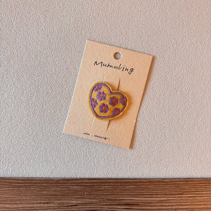 Children's Heart Hair Clips Cute Embroidered Hair Accessories
