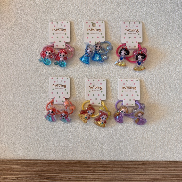Cartoon Princess Hair Ties for Kids - Cute Elastic Hair Bands