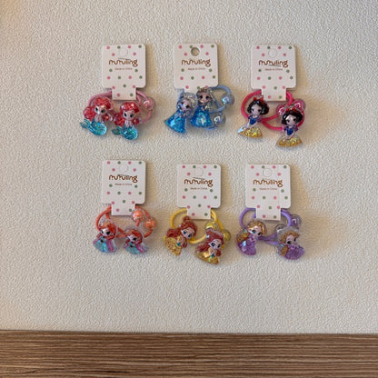 Cartoon Princess Hair Ties for Kids - Cute Elastic Hair Bands
