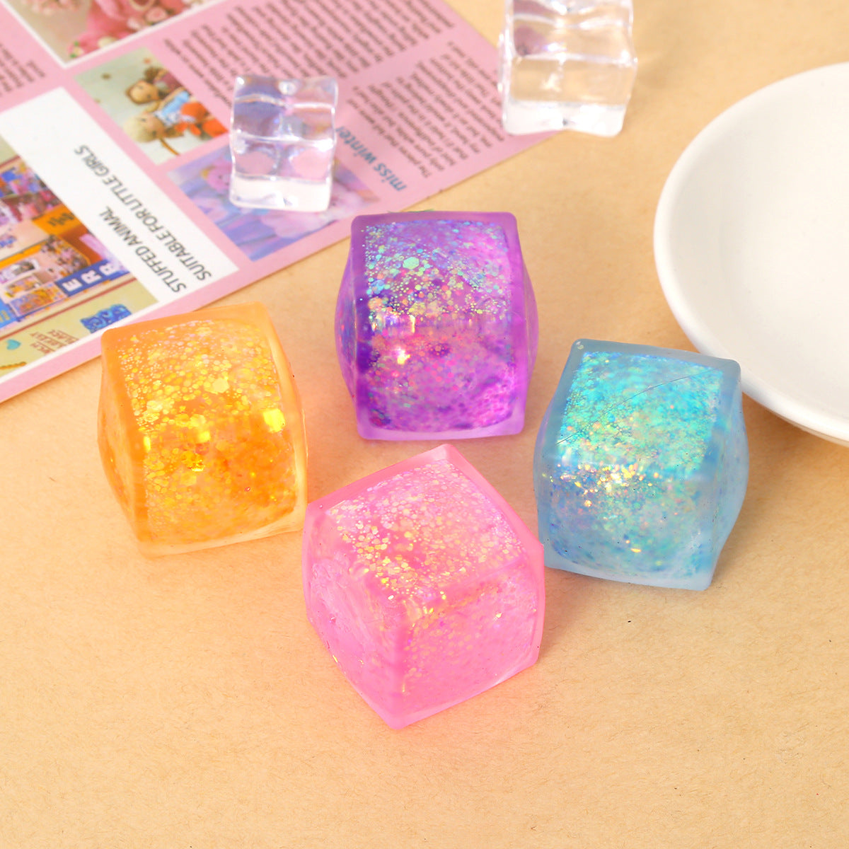 Mini Slow-Rebound TPR Ice Cube Squishy Sensory Fidget Toy