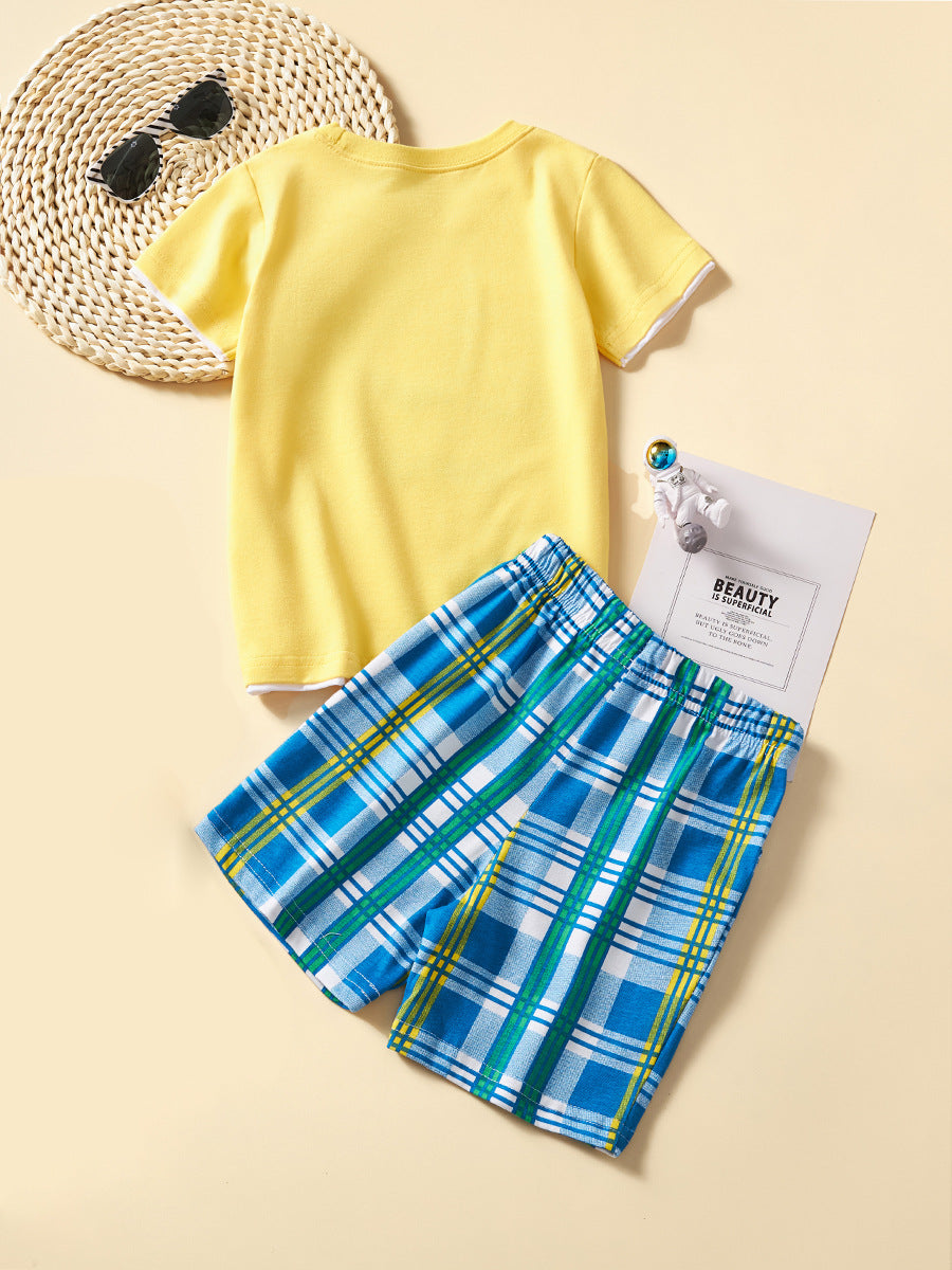 Kids Casual Short Sleeve Set with Cartoon Design