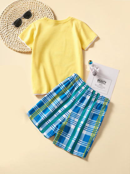 Kids Casual Short Sleeve Set with Cartoon Design