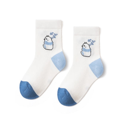 Cartoon Animal Mid-Calf Socks For Kids - Lightweight Cotton