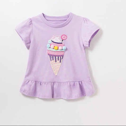Loose-Fit Summer T-Shirt for Girls with Cartoon Design