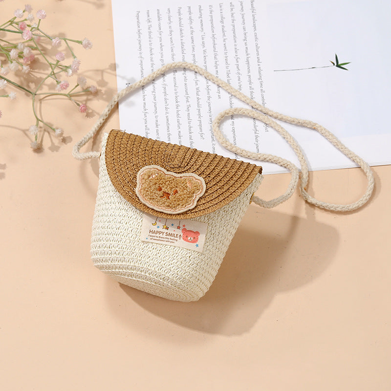 Cute Summer Children's Crossbody Woven Bag with Animal Patterns