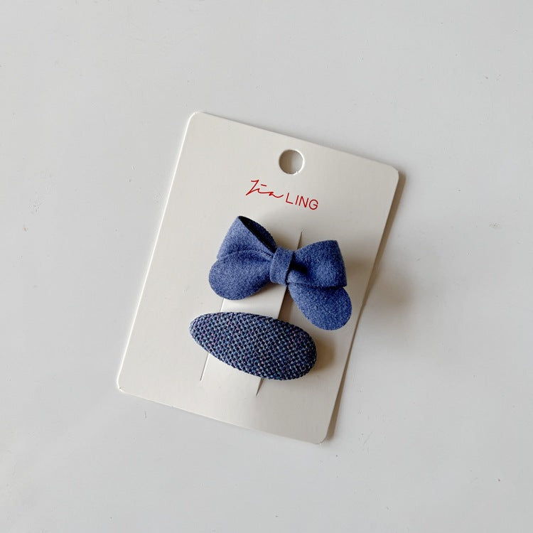 Cute Blue Cat Bow Hair Clips Fabric Accessories for Kids