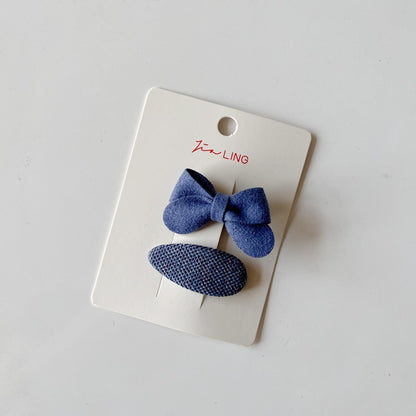 Cute Blue Cat Bow Hair Clips Fabric Accessories for Kids