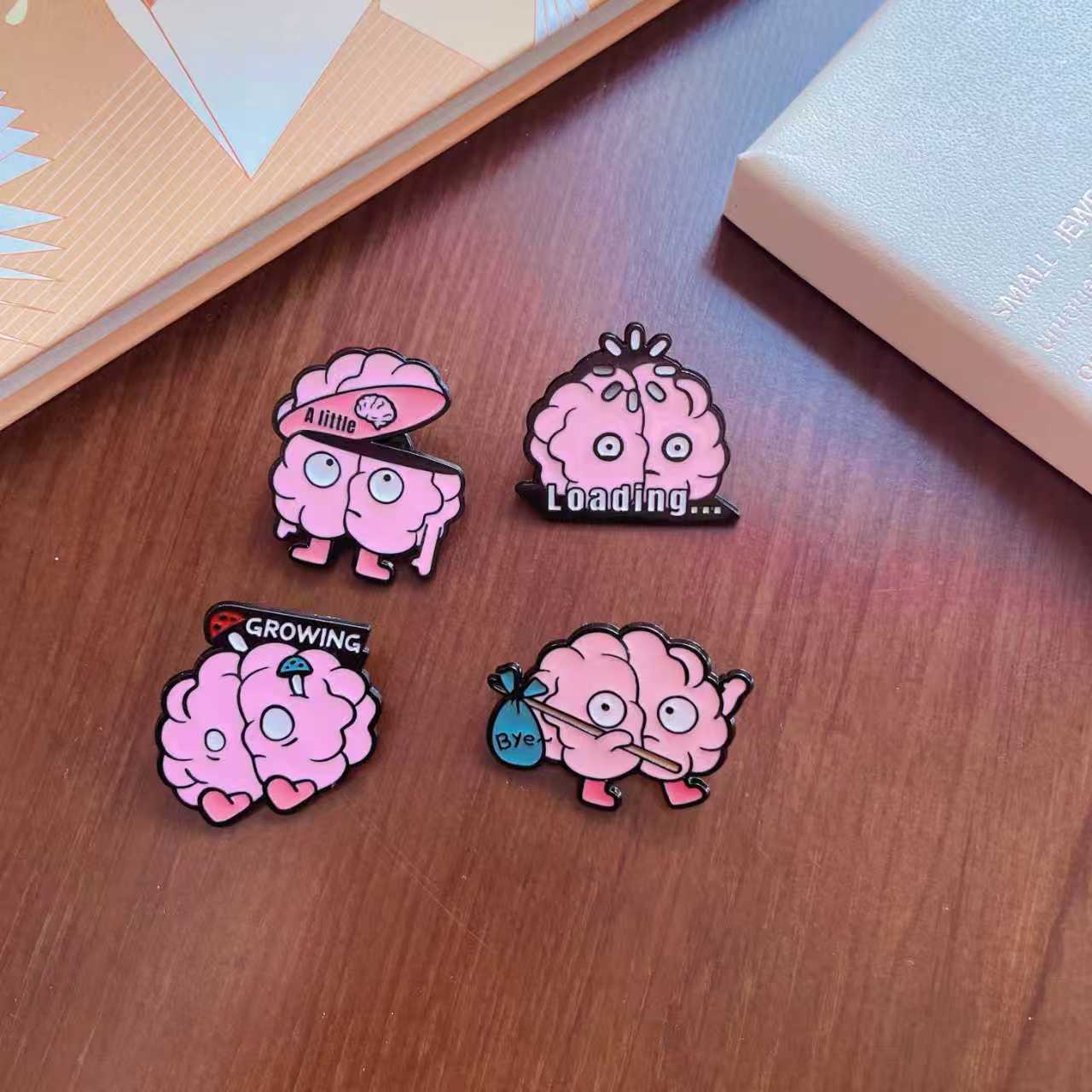 Cartoon Mushroom Cat Enamel Brooch Cute Decorative Pin for Clothing and Bags
