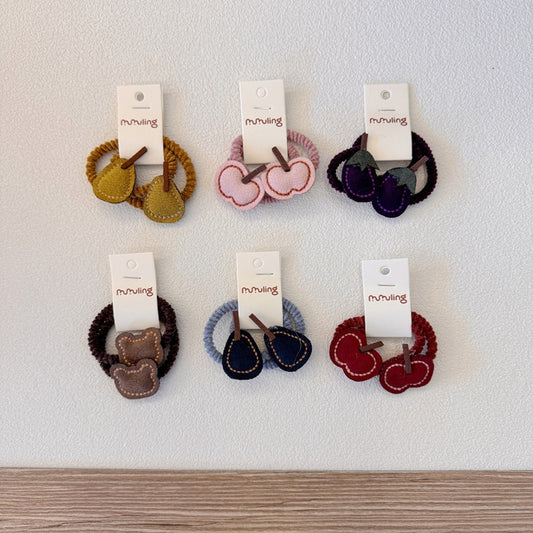 Cute Cartoon Bear Fruit Hair Ties for Kids