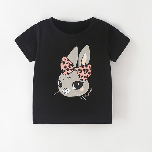 Girl's Cute Animal Print Short Sleeve T-Shirt