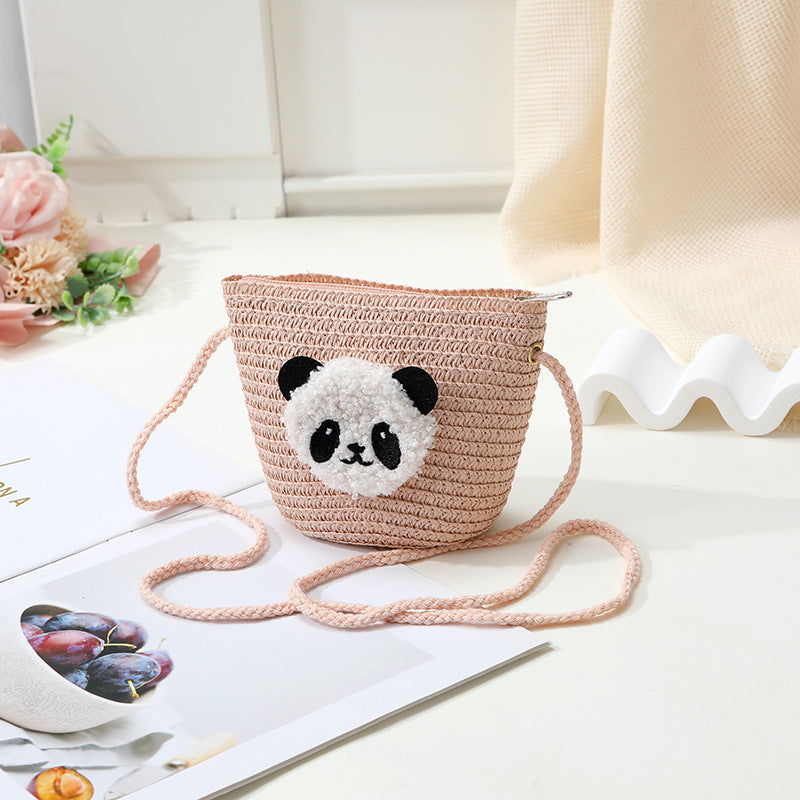 Mini Cute Panda Woven Straw Bag for Women