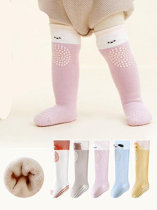 Non-Slip Knee High Socks for Babies with Cute Characters