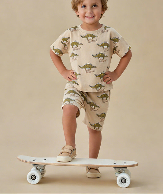 Summer Animal Print Two-Piece Set for Boys