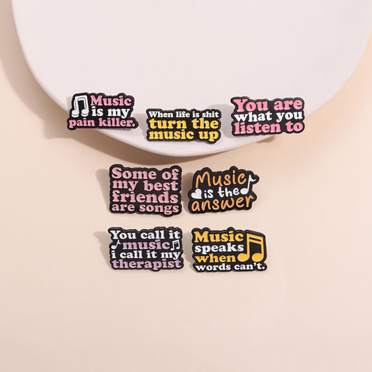 Music Is The Answer Inspirational Metal Brooch Fashion Accessory