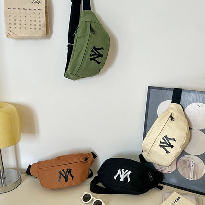 Trendy Canvas Crossbody Bag for Kids with Letter Design