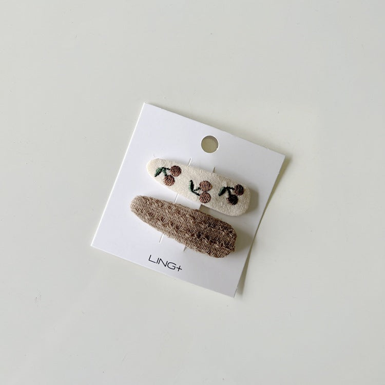 Embroidered Flower Hair Clips for Girls
