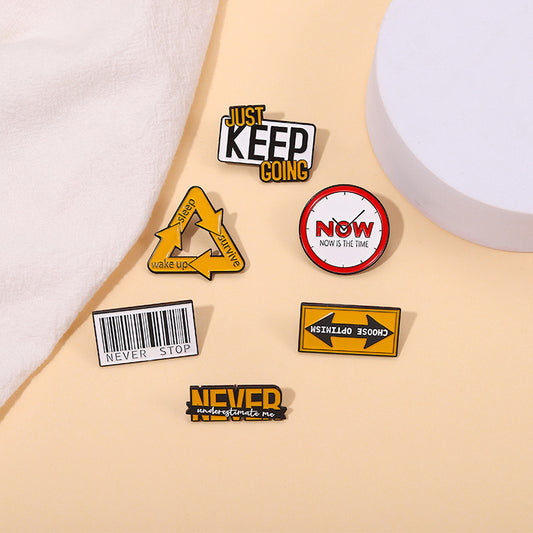 Inspirational Letter Metal Brooch Decorative Pin for Bags