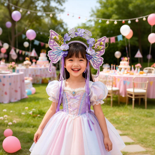 Butterfly Princess Headband with Fringes for Girls
