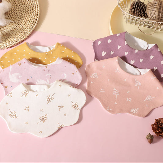 Waterproof Cotton Baby Bibs Cartoon Design Adjustable