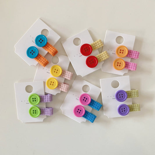 Colorful Button Hair Clips for Kids