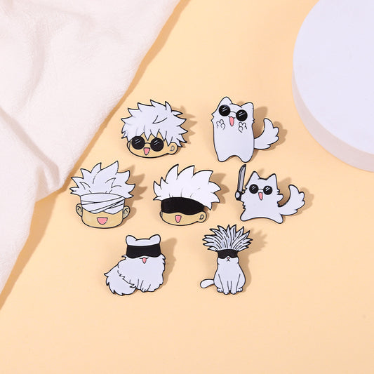 Cartoon Character Metal Pin Badge - WIT's Cat Bag Accessory