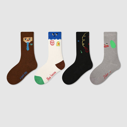 Kids Socks Puppy Cartoon Breathable Cotton Mid Calf