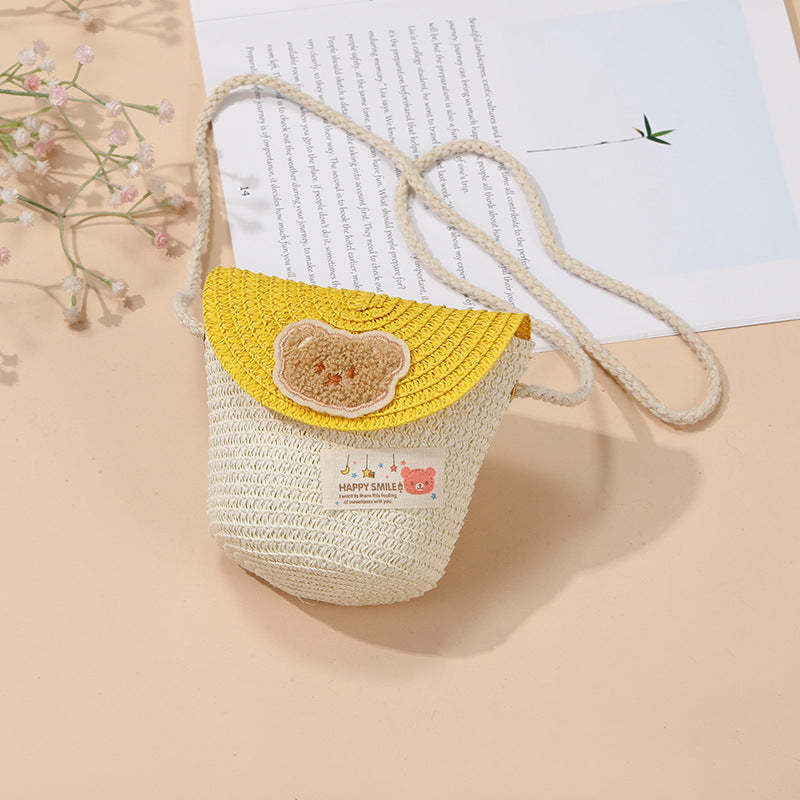 Cute Summer Children's Crossbody Woven Bag with Animal Patterns