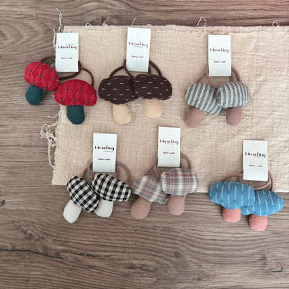 Cute Fabric Mushroom Hair Ties for Kids