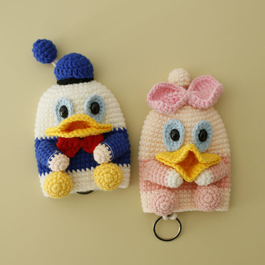 Cartoon Duck Handcrafted Crochet Keychain Pouch Cute Accessory