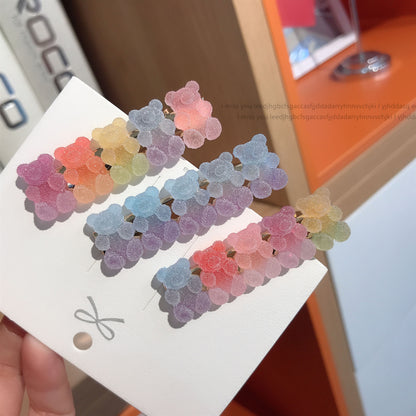 Gradient Bear Hair Clips Cute Cartoon Hair Accessories for Girls
