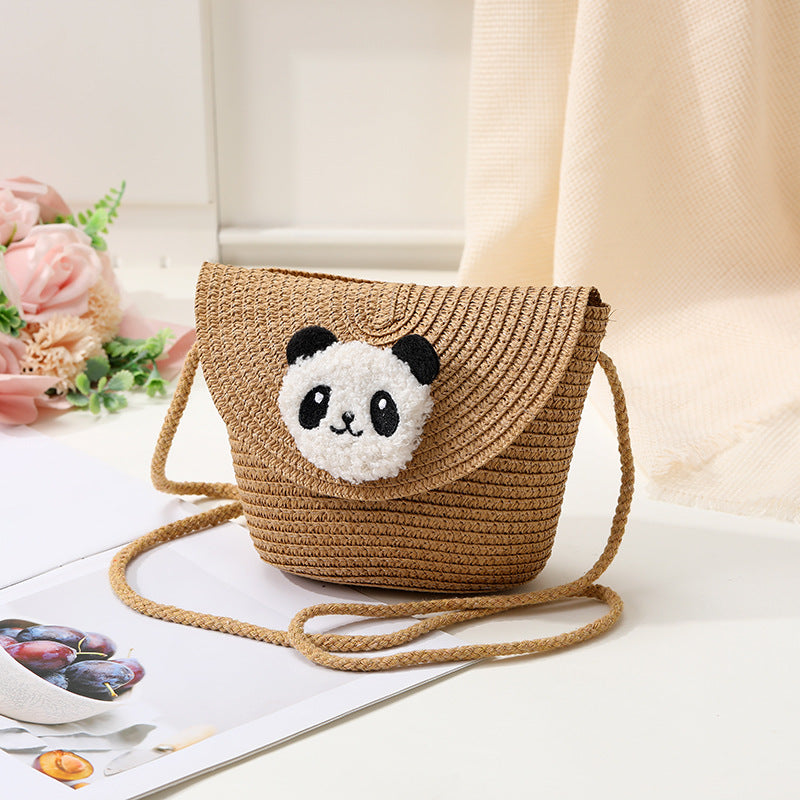 Mini Cute Panda Woven Straw Bag for Women