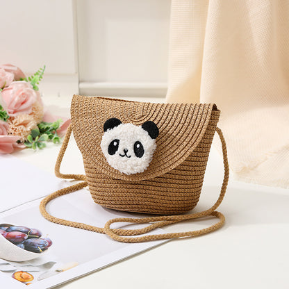 Mini Cute Panda Woven Straw Bag for Women
